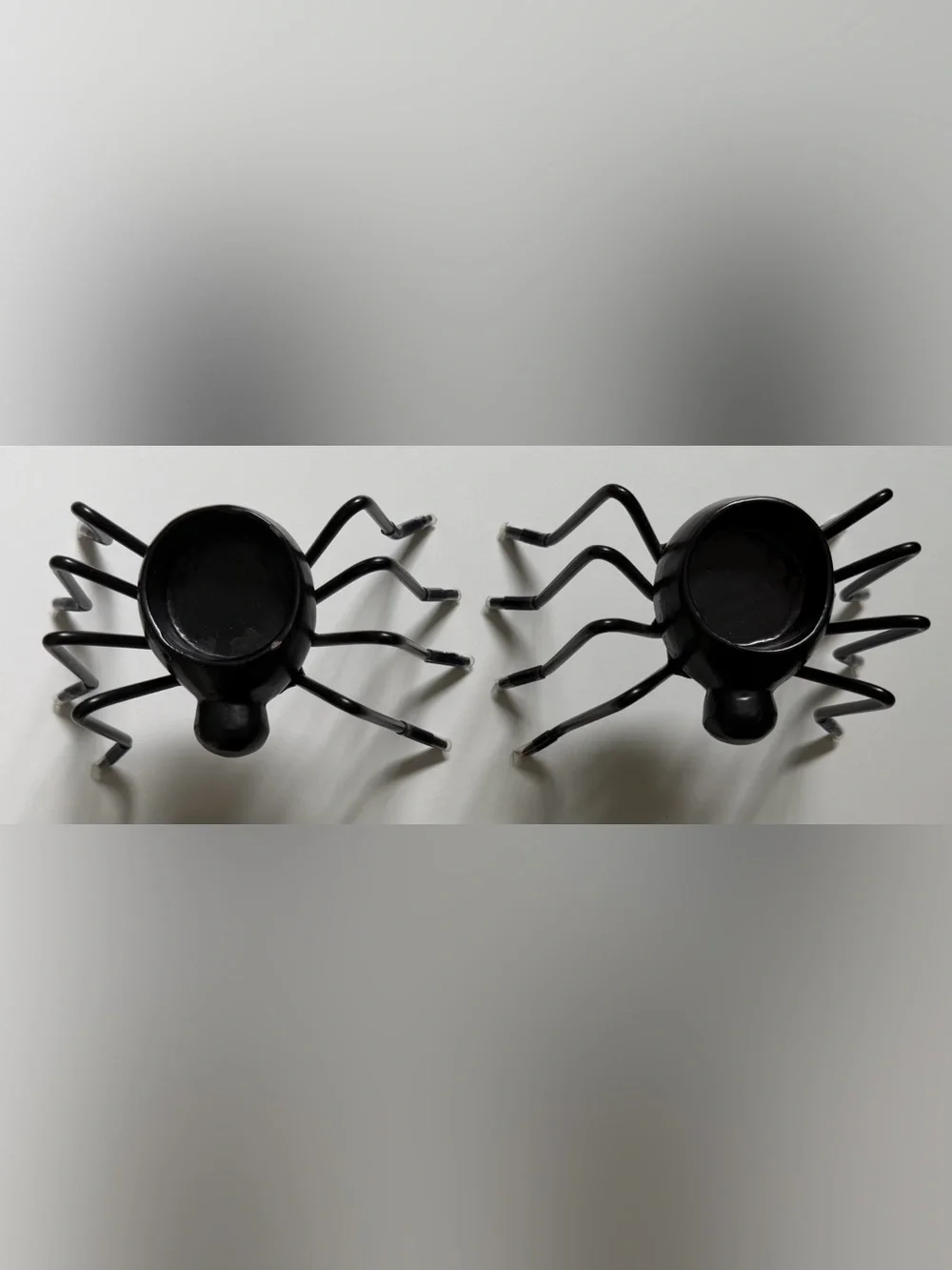 POTTERY BARN Halloween Spider Black Metal Tea light Candle Holders Set 2 RETIRED